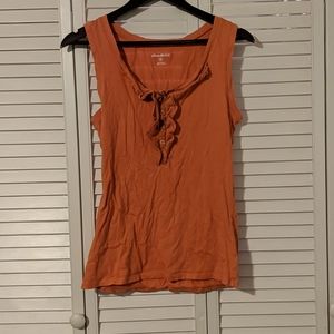 EUC M orange Eddie Bauer tank top with ruffles